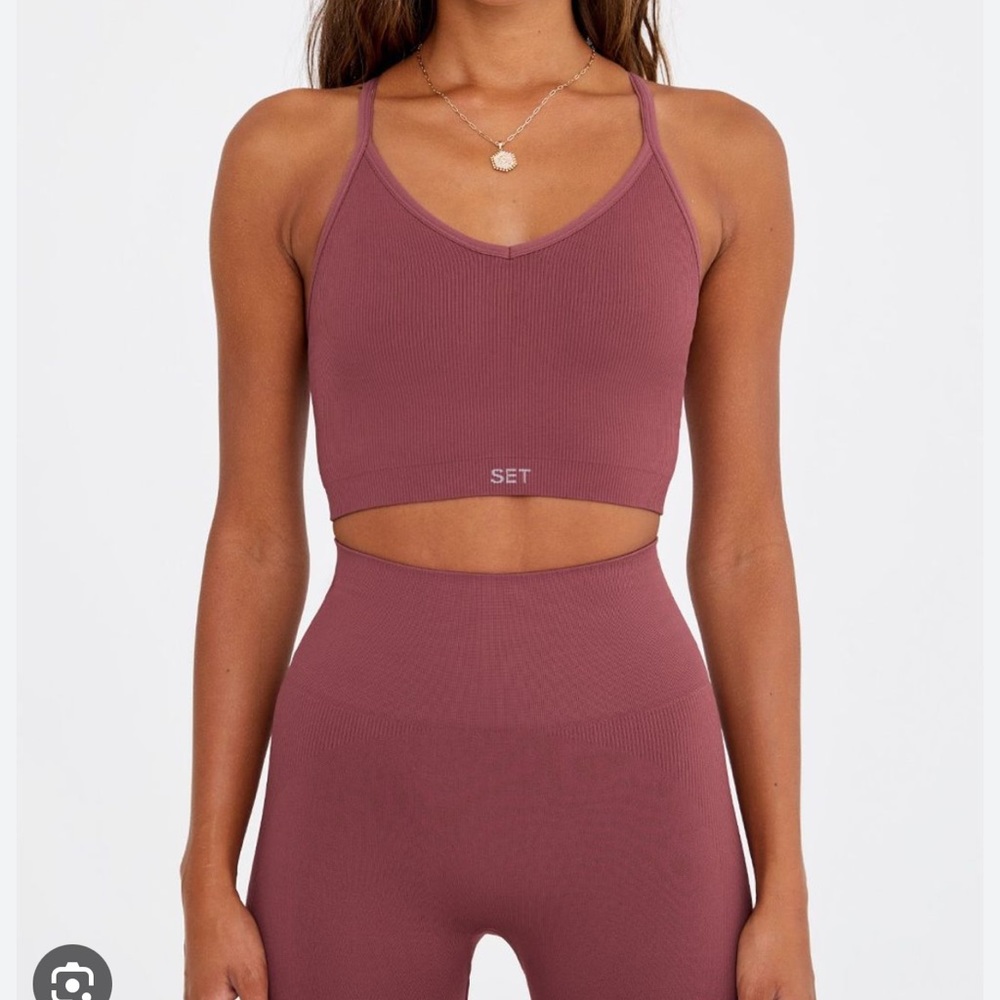SET ACTIVE SCULPTFLEX set (Canyon) Ribbed v bra and leggings